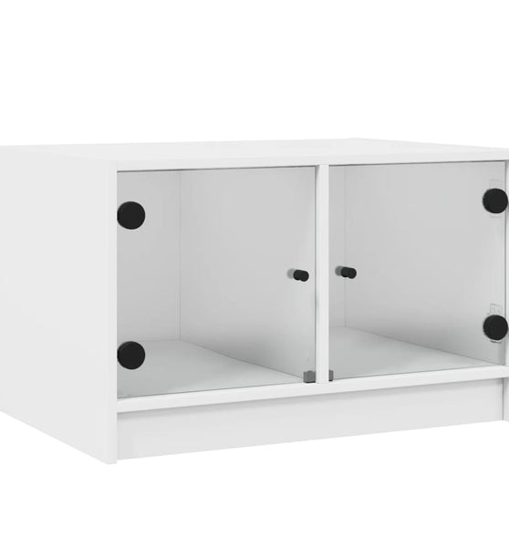 Couchtisch mit Glastüren Weiß 68x50x42 cm