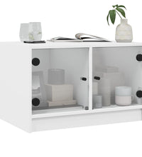 Couchtisch mit Glastüren Weiß 68x50x42 cm