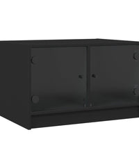 Couchtisch mit Glastüren Schwarz 68x50x42 cm