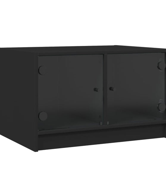 Couchtisch mit Glastüren Schwarz 68x50x42 cm