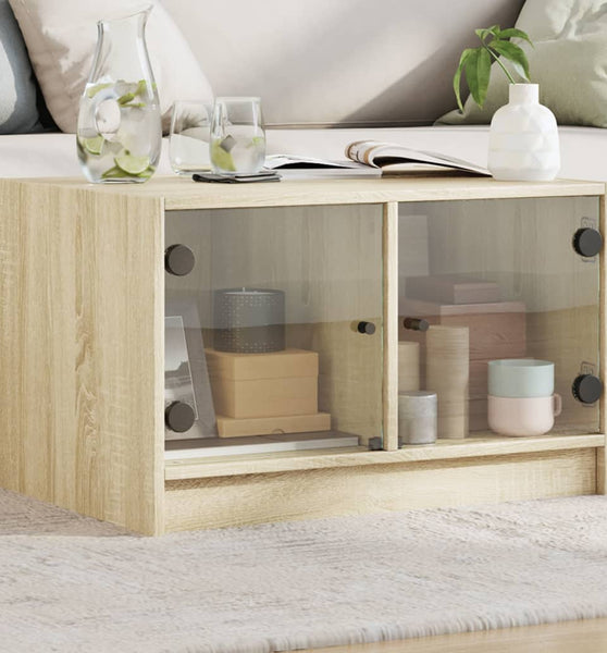 Couchtisch mit Glastüren Sonoma-Eiche 68x50x42 cm