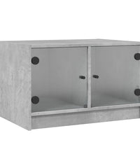 Couchtisch mit Glastüren Betongrau 68x50x42 cm
