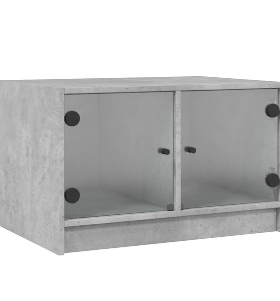Couchtisch mit Glastüren Betongrau 68x50x42 cm