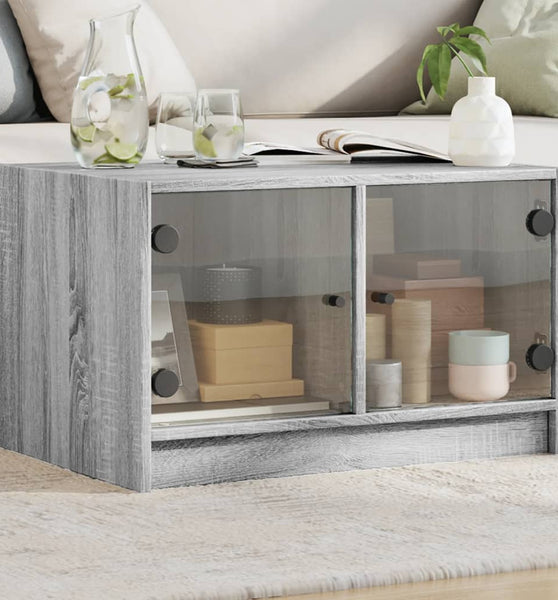 Couchtisch mit Glastüren Grau Sonoma 68x50x42 cm