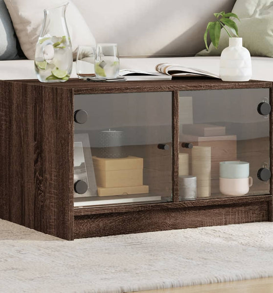 Couchtisch mit Glastüren Braun Eichen-Optik 68x50x42 cm