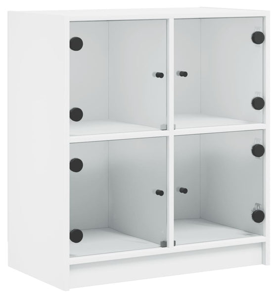 Beistellschrank mit Glastüren Weiß 68x37x75,5 cm