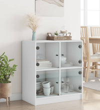 Beistellschrank mit Glastüren Weiß 68x37x75,5 cm