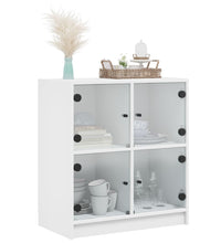 Beistellschrank mit Glastüren Weiß 68x37x75,5 cm