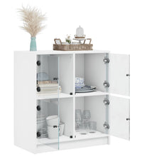 Beistellschrank mit Glastüren Weiß 68x37x75,5 cm