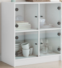 Beistellschrank mit Glastüren Weiß 68x37x75,5 cm