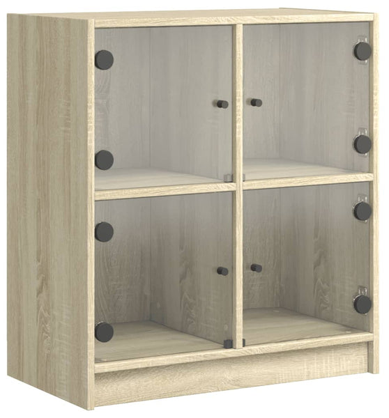 Beistellschrank mit Glastüren Sonoma-Eiche 68x37x75,5 cm