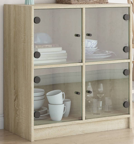 Beistellschrank mit Glastüren Sonoma-Eiche 68x37x75,5 cm