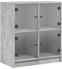 Beistellschrank mit Glastüren Betongrau 68x37x75,5 cm