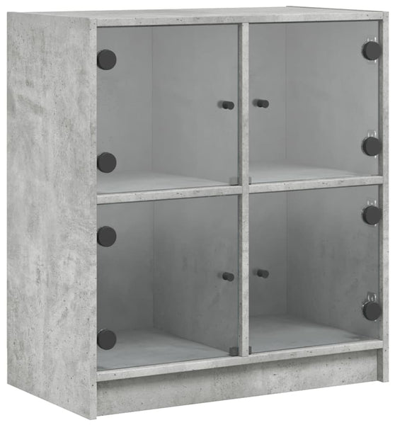 Beistellschrank mit Glastüren Betongrau 68x37x75,5 cm
