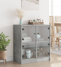 Beistellschrank mit Glastüren Betongrau 68x37x75,5 cm