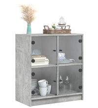 Beistellschrank mit Glastüren Betongrau 68x37x75,5 cm