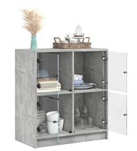 Beistellschrank mit Glastüren Betongrau 68x37x75,5 cm