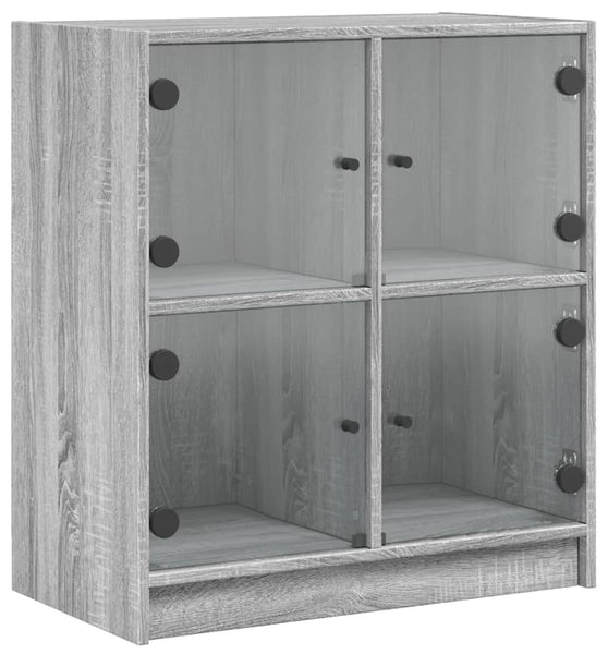 Beistellschrank mit Glastüren Grau Sonoma 68x37x75,5 cm