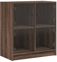 Beistellschrank mit Glastüren Braun Eichen-Optik 68x37x75,5 cm