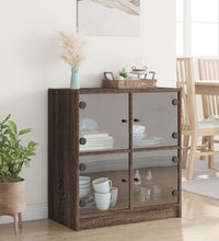 Beistellschrank mit Glastüren Braun Eichen-Optik 68x37x75,5 cm