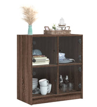 Beistellschrank mit Glastüren Braun Eichen-Optik 68x37x75,5 cm