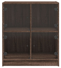 Beistellschrank mit Glastüren Braun Eichen-Optik 68x37x75,5 cm
