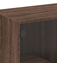 Beistellschrank mit Glastüren Braun Eichen-Optik 68x37x75,5 cm