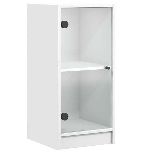 Beistellschrank mit Glastüren Weiß 35x37x75,5 cm