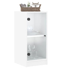 Beistellschrank mit Glastüren Weiß 35x37x75,5 cm