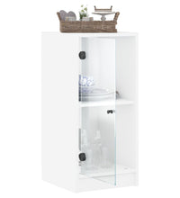 Beistellschrank mit Glastüren Weiß 35x37x75,5 cm