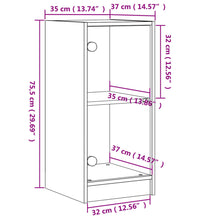 Beistellschrank mit Glastüren Weiß 35x37x75,5 cm