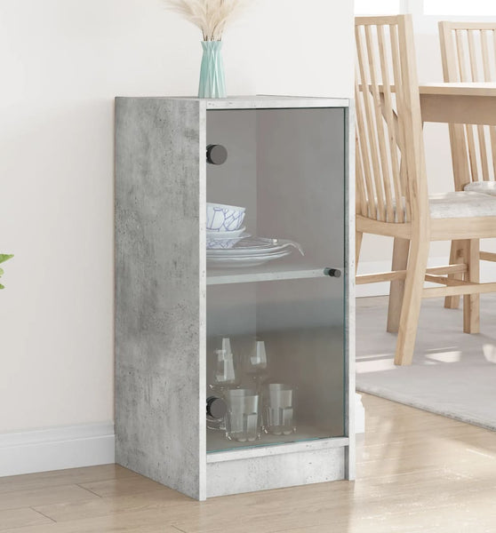 Beistellschrank mit Glastüren Betongrau 35x37x75,5 cm