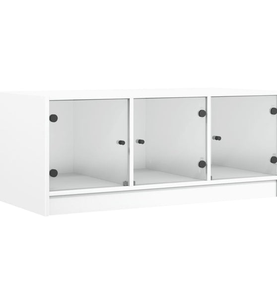 Couchtisch mit Glastüren Weiß 102x50x42 cm