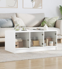 Couchtisch mit Glastüren Weiß 102x50x42 cm