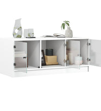 Couchtisch mit Glastüren Weiß 102x50x42 cm