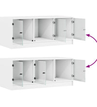 Couchtisch mit Glastüren Weiß 102x50x42 cm