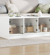 Couchtisch mit Glastüren Weiß 102x50x42 cm