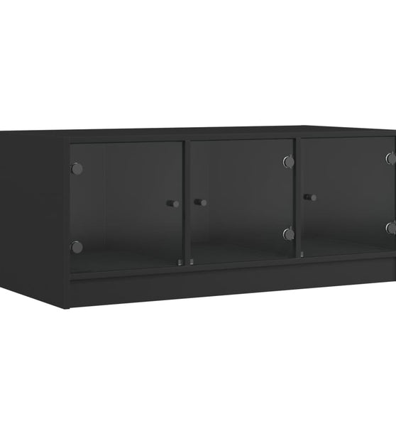 Couchtisch mit Glastüren Schwarz 102x50x42 cm