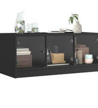 Couchtisch mit Glastüren Schwarz 102x50x42 cm