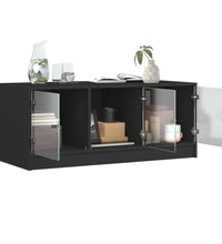 Couchtisch mit Glastüren Schwarz 102x50x42 cm