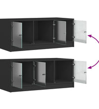 Couchtisch mit Glastüren Schwarz 102x50x42 cm