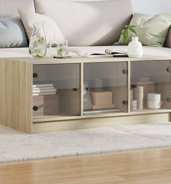 Couchtisch mit Glastüren Sonoma-Eiche 102x50x42 cm