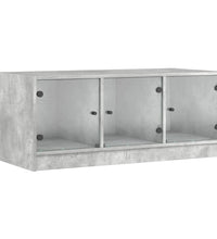 Couchtisch mit Glastüren Betongrau 102x50x42 cm