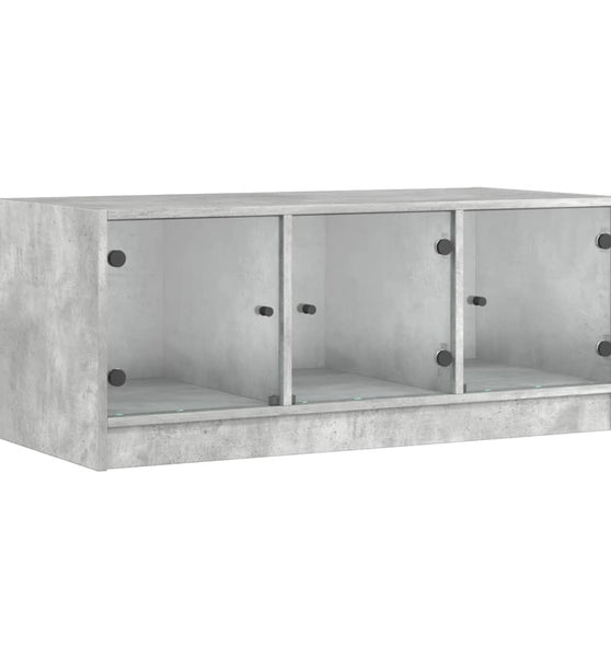 Couchtisch mit Glastüren Betongrau 102x50x42 cm
