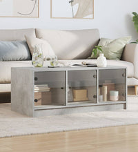 Couchtisch mit Glastüren Betongrau 102x50x42 cm