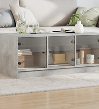 Couchtisch mit Glastüren Betongrau 102x50x42 cm