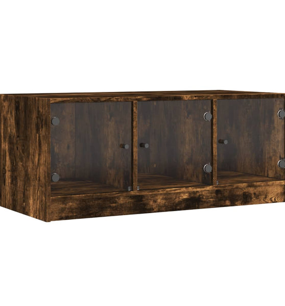 Couchtisch mit Glastüren Räuchereiche 102x50x42 cm