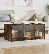 Couchtisch mit Glastüren Räuchereiche 102x50x42 cm