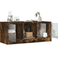 Couchtisch mit Glastüren Räuchereiche 102x50x42 cm