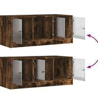 Couchtisch mit Glastüren Räuchereiche 102x50x42 cm